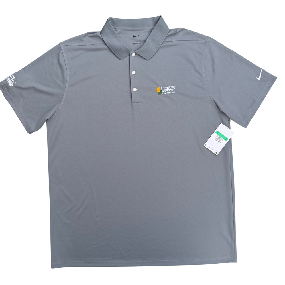 Men's NWT Nike Golf Polo Shirt Grey Corporate Core Athleisure Embroidered XL